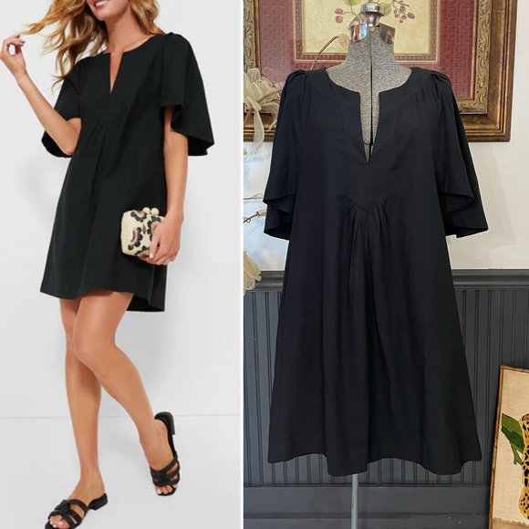Pomander Place Dresses & Skirts - Tuckernuck Pomander Place Finley Black Cotton Flutter Sleeve Dress - Sz S 🧡🎀